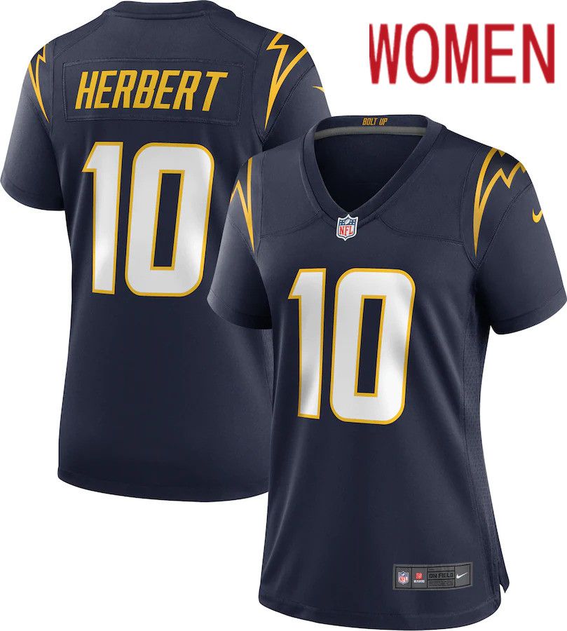 Women Los Angeles Chargers #10 Justin Herbert Nike Navy Alternate Game NFL Jersey->women nfl jersey->Women Jersey